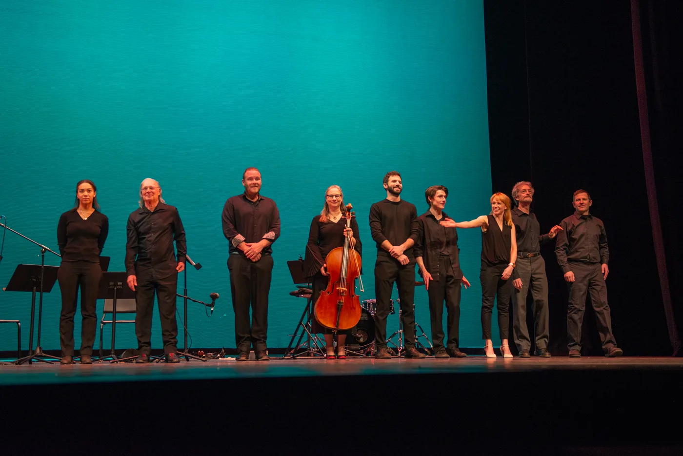 The MusicFest ensemble taking a bow on stage